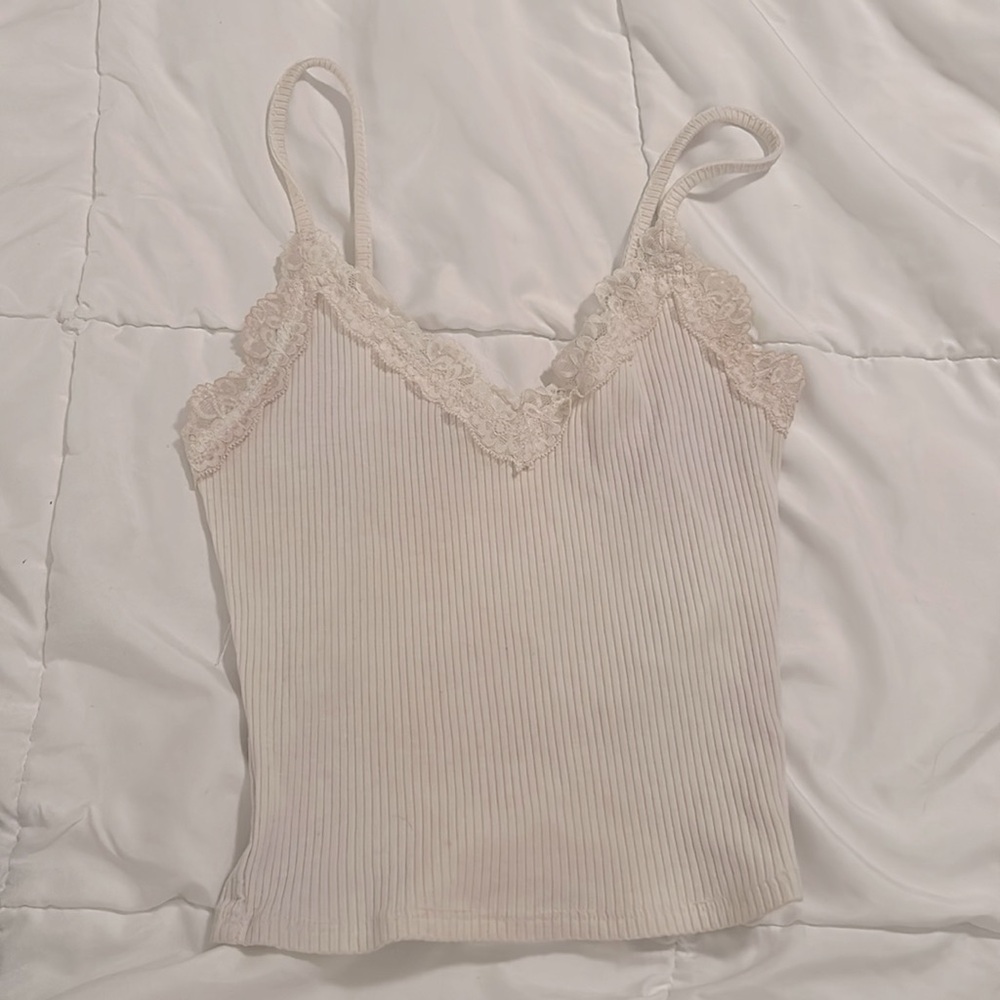 Garage - white tank with lace detailing